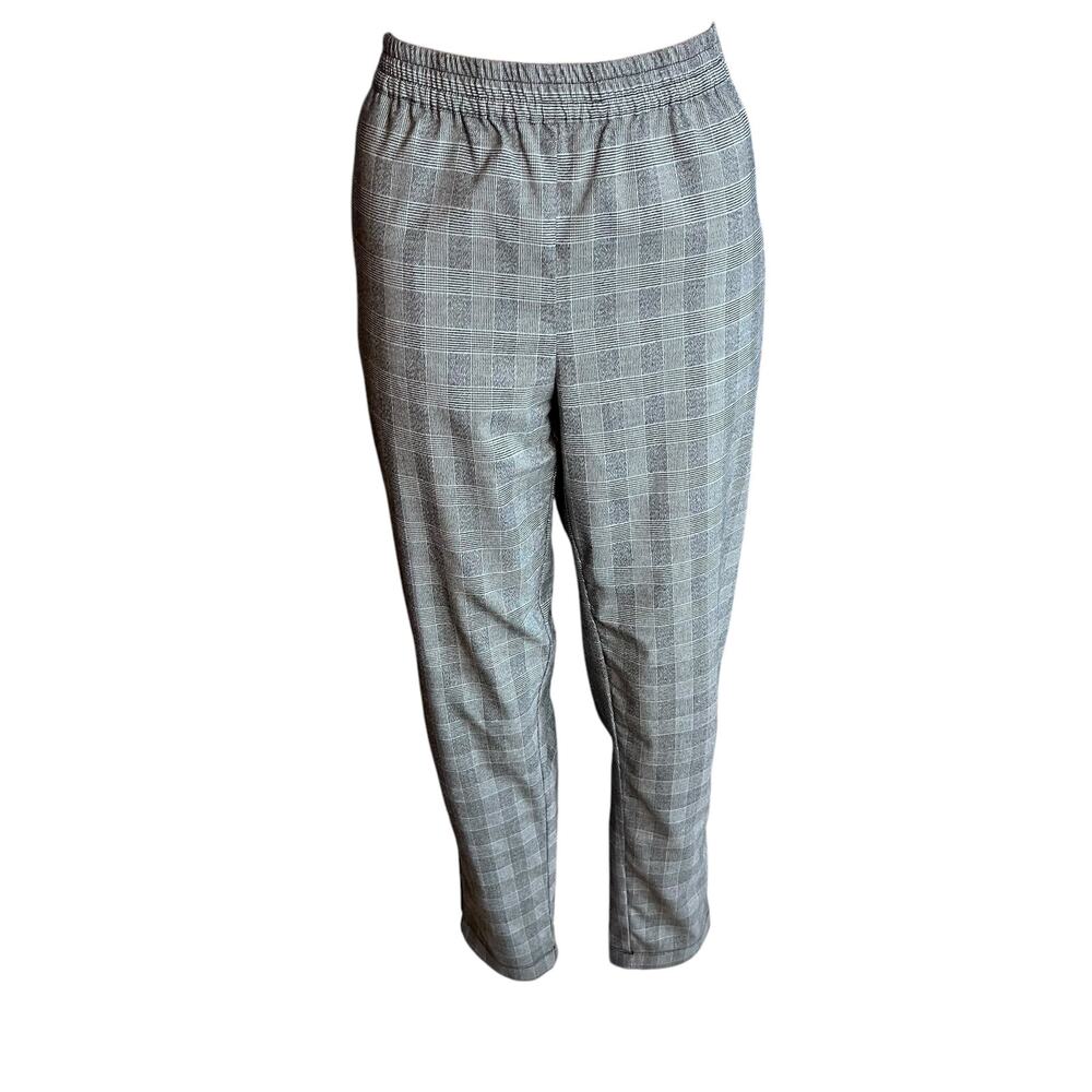 Kenneth Cole Womens Gray Plaid Pull-on Straight Leg Pants Preppy Casual Medium